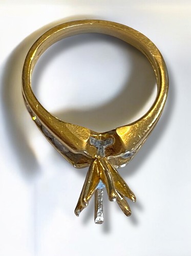 Vintage Estate 14K Yellow Gold DIAMOND Engagement Ring Mount Setting Size 4.5 - Picture 8 of 13