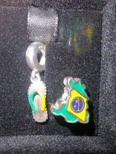  Pandora Brazil National Travel duo Charms Flip flop,ALE S925 Rare,collectors 