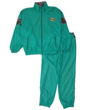 Vintage Mens Full Tracksuit Medium Green Geometric Nylon AZ02