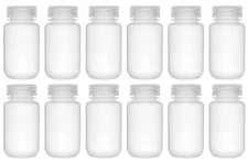 125ml Reagent Bottles 12-Pack Wide Mouth Polypropylene Jars Translucent