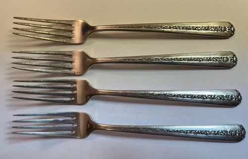 4 Vintage Sterling Silver Dinner Forks Towle Rambler Rose Pattern 190 Grams