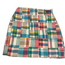 Talbots Pencil Skirt Multicolor Patchwork Madras Plaid Sz 2