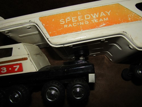 VINTAGE BLECH AUTO TRANSPORT SEMI TRUCK JAPAN SPEEDWAY RACING TEAM - Bild 5 von 9