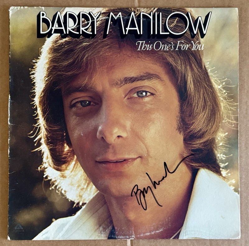 BARRY MANILOW HAND SIGNED LP ALBUM VINYL THIS ONE'S FOR YOU DAYBREAK LOVE SONGS