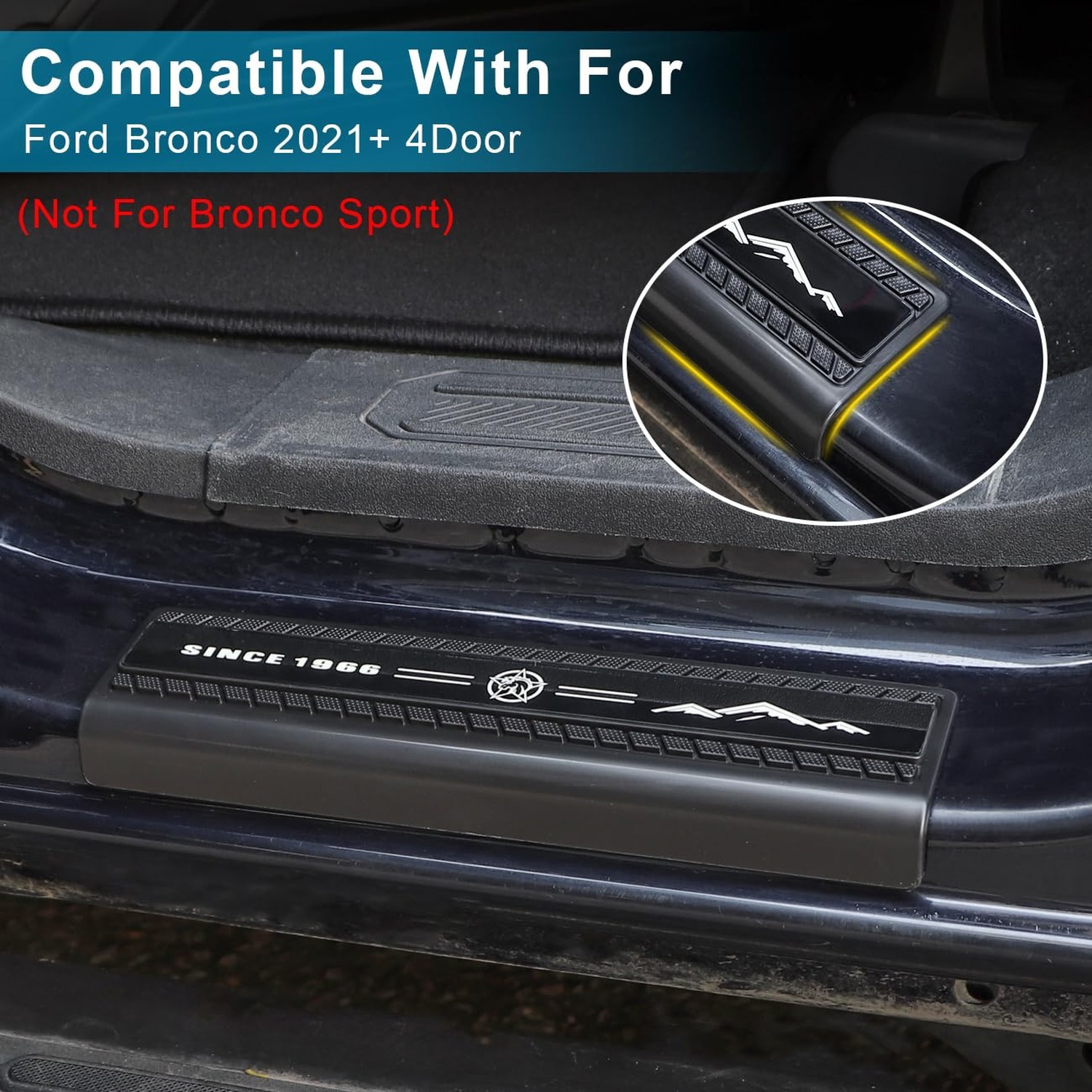 Door Sill Entry Guards Compatible with for Ford Bronco 4 Door 2021 2022 2023 ...