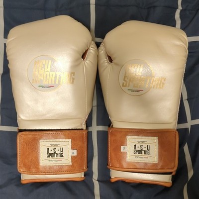 NEW SPORTING 16 oz Sparring Boxing Gloves Beige Brown Made in Mexico