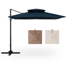Patio 9.5FT Square Cantilever Offset Umbrella Double Vented 360 Heavy Duty