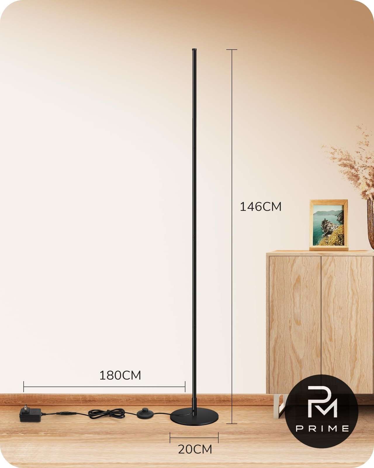 Lampada da Terra LED EDISHINE Dimmerabile 1100LM 3000K Altezza Regolabile Nero foto 5