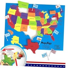 Mapology United States Flash Card Puzzle with Flags, Country- Capitals 