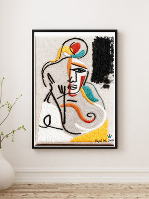 20th-Century Abstract Painting Embroidered Art Re-Print Stretched Canvas RTH 3D