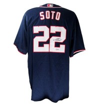 Juan Soto Autographed Washington Nationals Navy Majestic Baseball Jersey Beckett