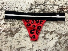 True Vintage Victoria's Secret PINK Rare Yoga Pink Logo Band M Thong Panties NWT