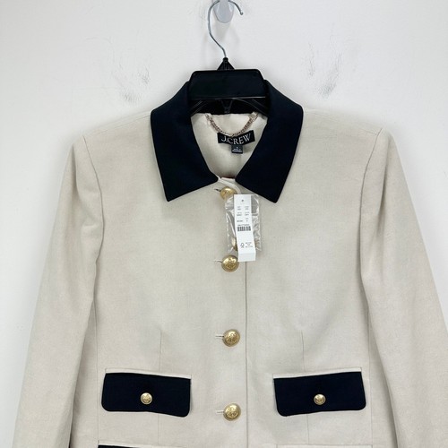J.Crew Contrast Lady Jacket Textured Linen Blend Dried Wheat Preppy US 8 NWT - Picture 5 of 13