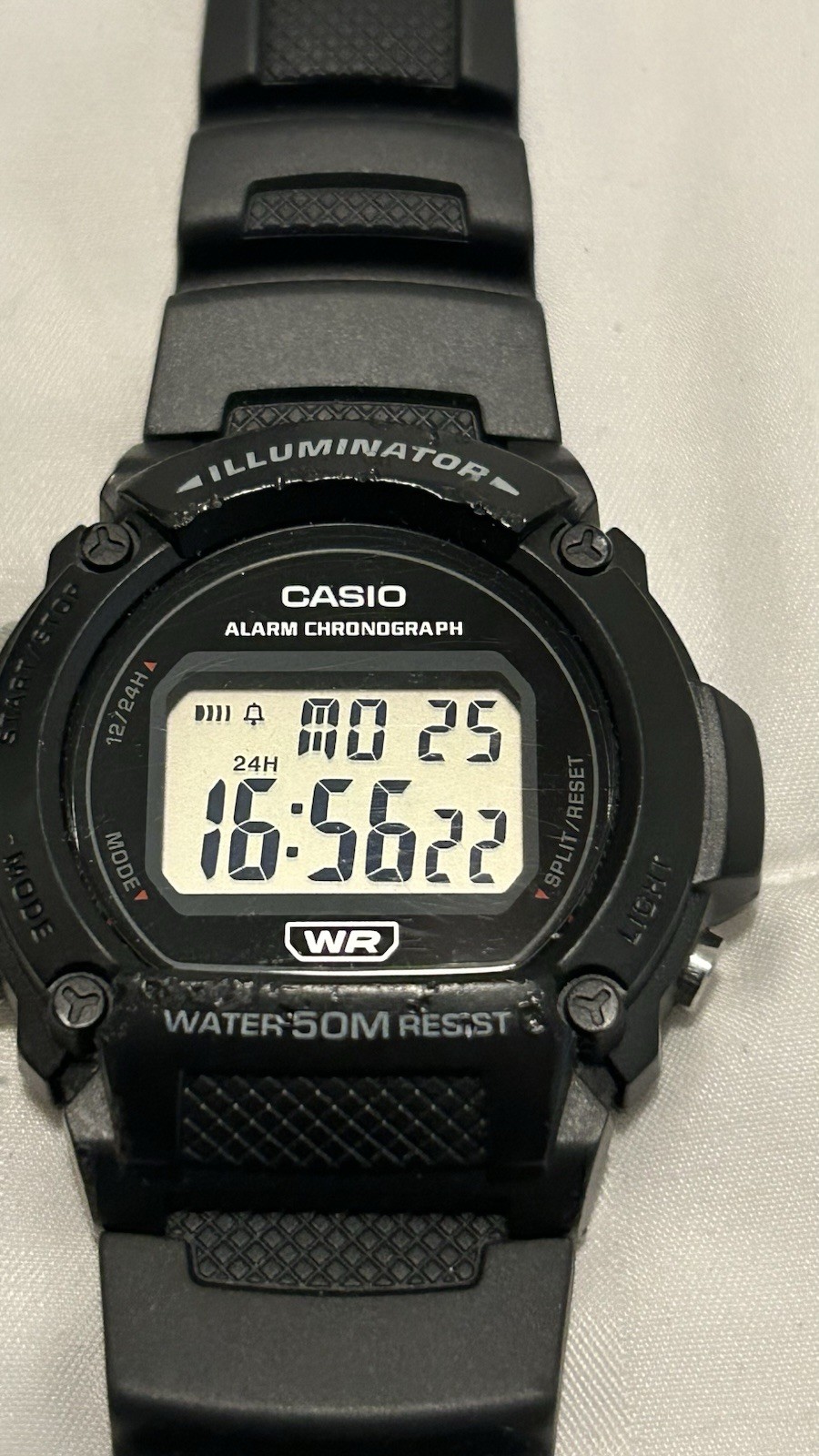 Casio W219H-1AV 45 mm Black Silicone Crystal Case with Black Silicone Strap