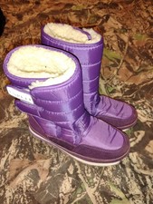 ENPLEI Purple Mid-Calf Snow Boots Faux Fur Hook & Loop Round Toe Rubber EUR 38