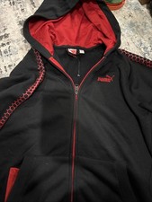 PUMA Big Kids' Full Zip-Up Sweatshirt Fleece Hoodie Boys XL Black Red