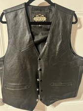 Guide Gear Leather Vest Men  s Sz Large Black Concealed Carry Western Biker Lined