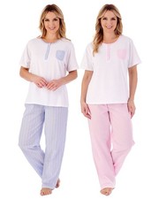 Image of Womens Slenderella Classic Stripe Seersucker Woven Pyjama Set