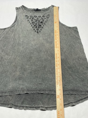 Rock Republic Gray Stone Wash Cutout Boxy Tank Top Size 1X Grunge Rock Edgy Boho - Picture 20 of 22