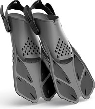 Greatever Snorkel Fins Adjustable Buckles Open Heel Swim Flippers Travel Size