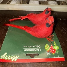 Christmas/Holiday Red Cardinals Wired Tie On Tree Ornaments-1pk of 2pc-Brand New