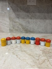 Vintage 1960s Kodak Metal Film Canisters Lot of 10 Red Blue Yellow White Tin
