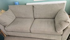 Next 3 Seater Sofa – Grey Beige Chunky Weave Fabric – Removable Washable Covers