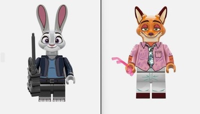 MOC Unbranded Lego Compatible Nick Wilde Judy Hopps Zootopia Minifigure Set NEW