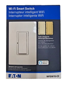 NEW Eaton WFSW15-C2-BX-LW Interrupteur intelligent Wi-Fi - blanc / Lt Almond / l'ivoire, 15A