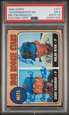1968 TOPPS MILTON BRADLEY #177 METS ROOKIES ROOKIE RC PSA 5 AUTO 10