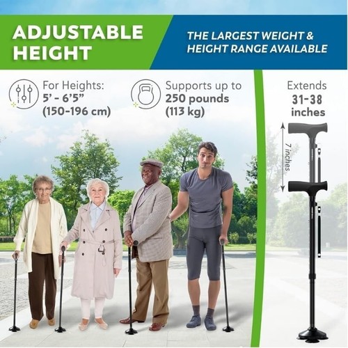 HONEYBULL Walking Cane for Men & Women - Foldable, Adjustable, Collapsible, Free - 第 7/8 張圖片