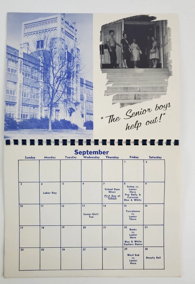 1961 1962 Lanier High School Montgomery AL Calendar Student Council Vintage | eBay 1961-1962-lanier-high-school-montgomery-al-calendar-student-council-vintage-ebay