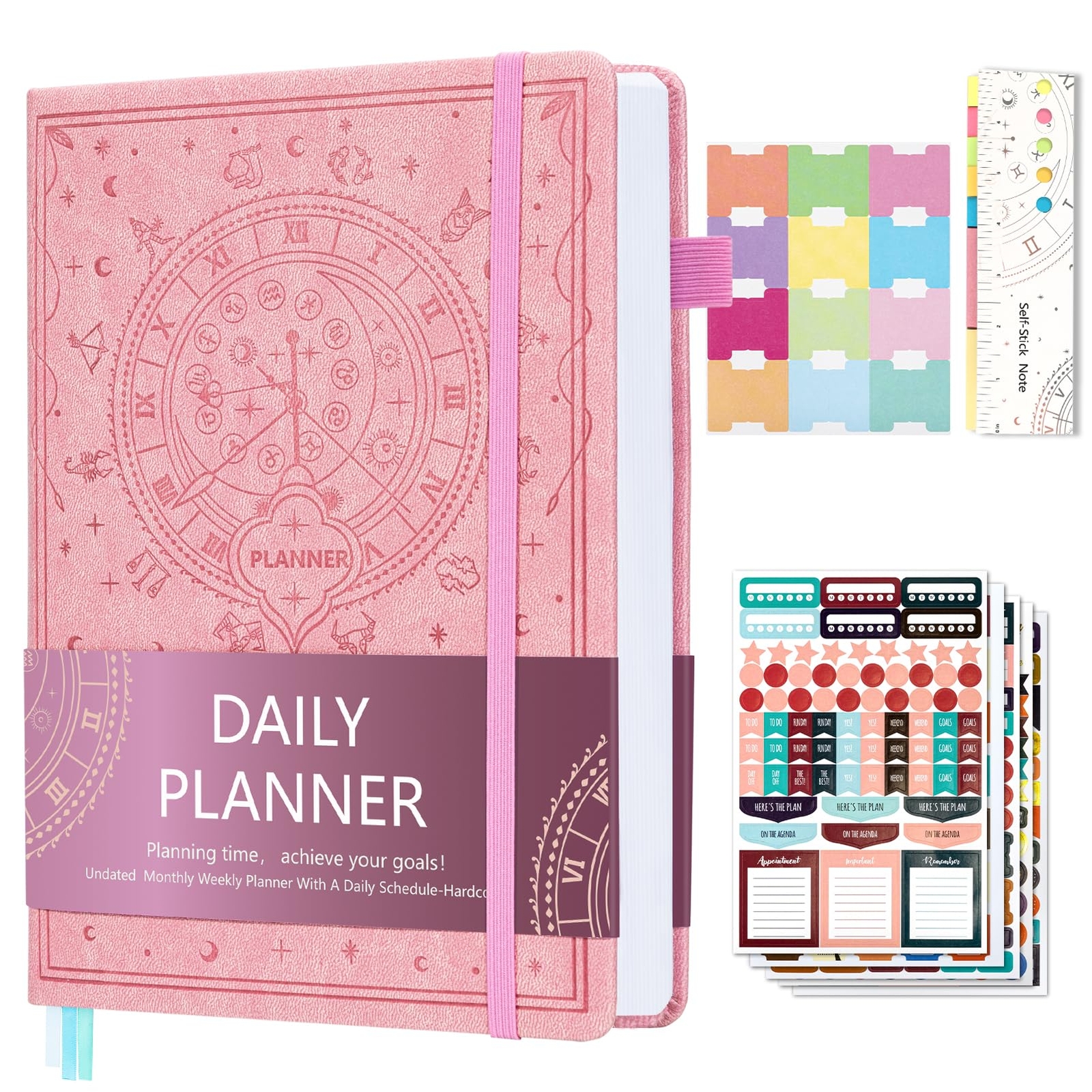 Ospelelf 2025 Leather Undated Daily Planner 5.5 x 8.5'' Weekly & Monthly Life...