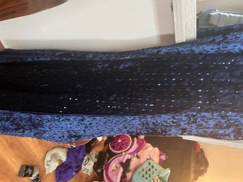 NWOT Lulus velvet maxi womens small royal blue sequins gown dress strapless - Picture 9 of 12