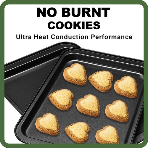Baking Sheet Tray Set 3 Pack Cookie Sheet Pan for Oven Nonstick Bakeware Sets... - Picture 4 of 6