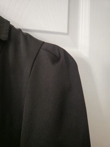 Korean Women Trench Ladies "What Am I" Blk Lightweight. French Pleat Shoulder XL - Picture 4 of 9