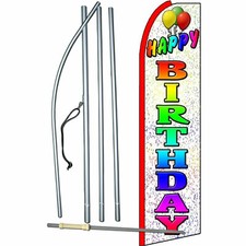 Happy Birthday Flag Flutter Feather Banner Swooper Advertising Bundle COMPLETE