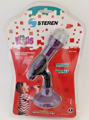 KIDS (MULTIPURPOSE) MICROPHONE W/ STAND 6.3MM (1/4'') CONNECTOR 3 FT CABLE PURPLE