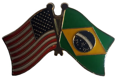 Wholesale Pack of 2 USA American Brazil Friendship Flag Bike Hat Cap lapel Pin