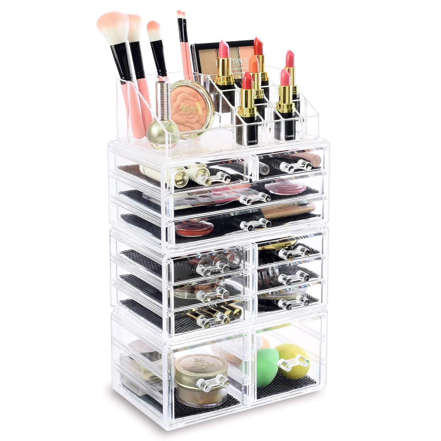 neuxi Acrylic Jewelry and Cosmetic Storage Boxes Makeup Organizer Set, 4 Piece