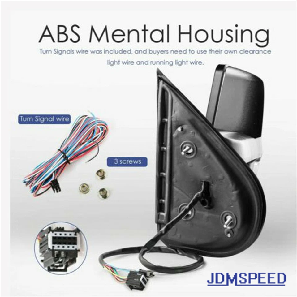 Pair Towing Mirrors For 07-14 Chevy GMC Chrome Side Power Heated Led Signal Set - Image 4 of 4