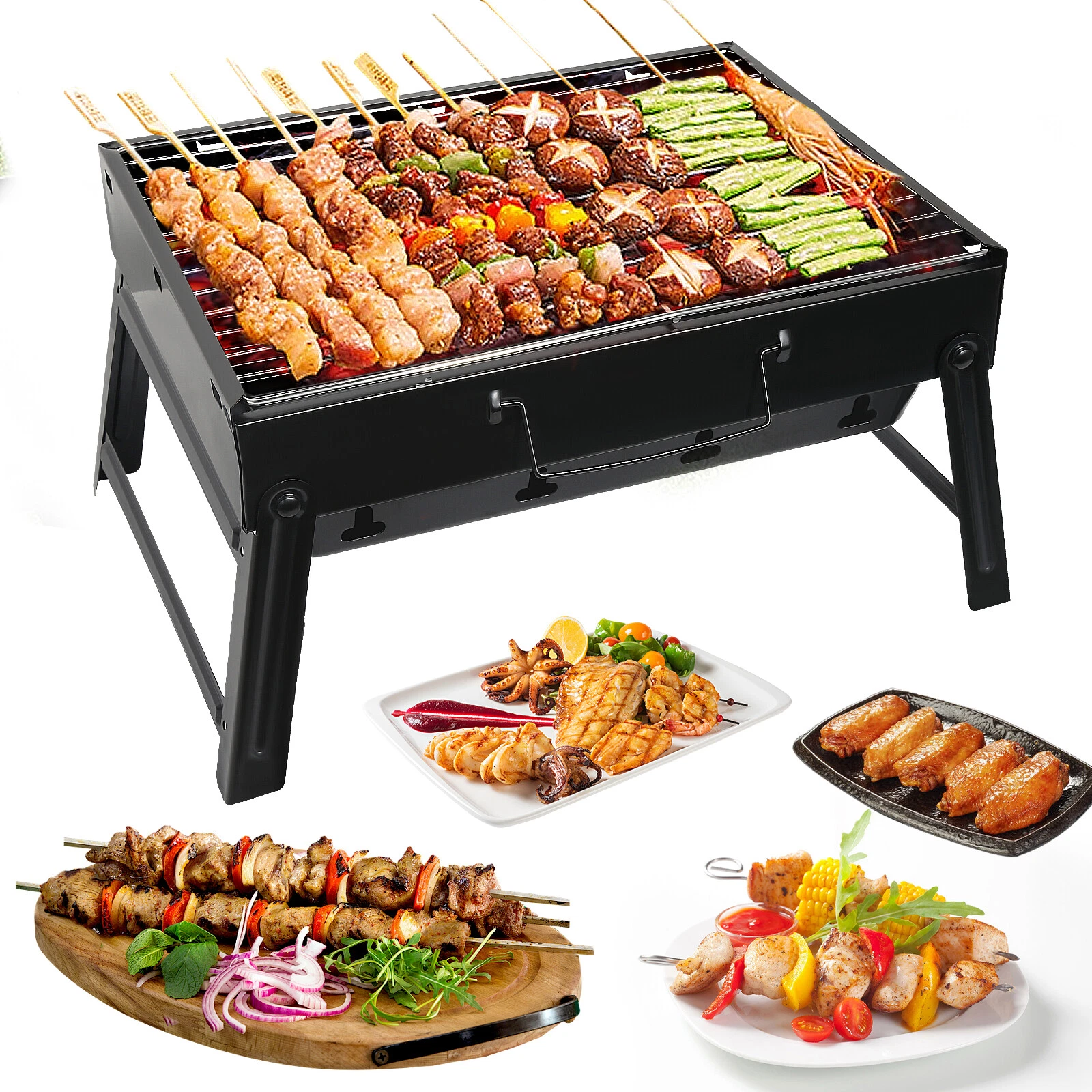 Uten BBQ Barbecue Grill Fold Portable Charcoal Stove Camping Garden Outdoor BBQ