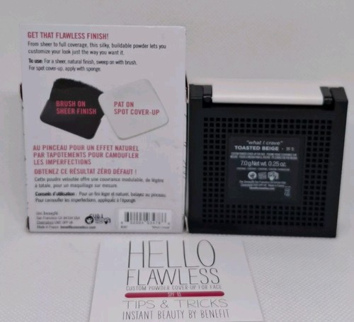 Benefit Hello Flawless Custom Powder TOASTED BEIGE With Applicators BNIB NEW x1 - Picture 4 of 6
