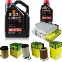 MANN-FILTER Inspektionspaket 6L Motul 5W-30 8100 X-Clean+ FüR Vw Caddy Iii