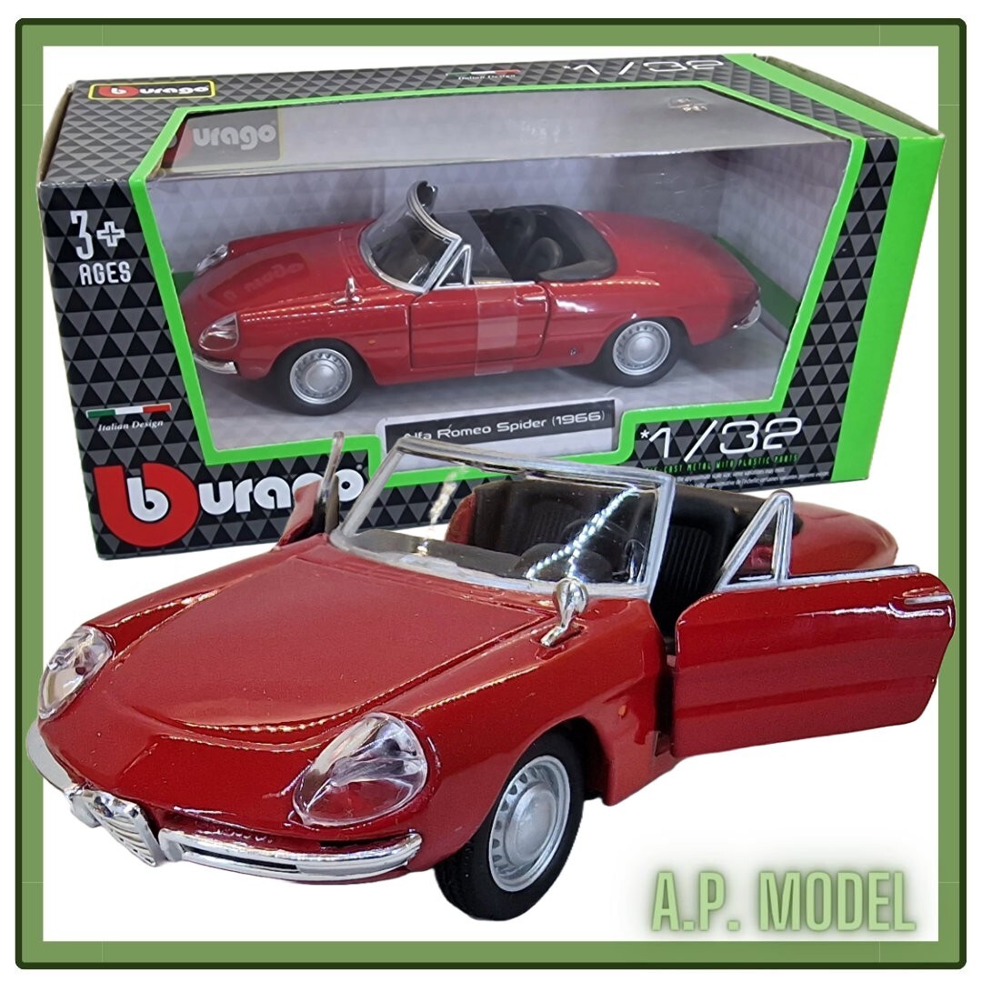 modellino auto scala 1/32 alfa romeo spider 1966 macchinine della burago diecast