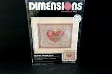 Dimensions 3673 Lacy Heart Wedding Record Ctd Cross Stitch Kit Linen Karen Avery