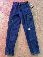 VTG 80S 90S NEW 27 X 32 BOYS MENS JORDACHE CARGO POCKET DENIM JEANS