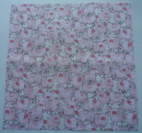 Cotton Group B Fabric Pink Pigs 1 Piece 10 3/4" x 10 3/4" - Picture 2 of 3