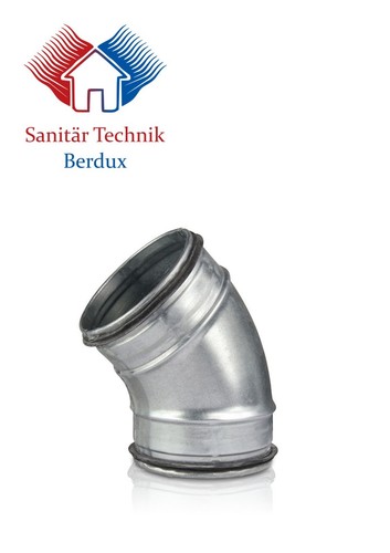Wickelfalzrohr Bogen mit Lippendichtung, gepresst d 200 mm, 45 Grad NEU & OVP