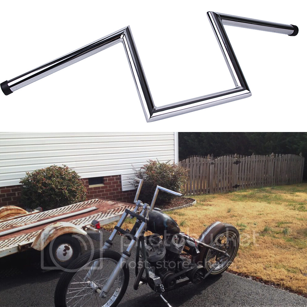 1 Inch Drag Z-Bar Handlebar For Harley - 8-10.5 Inch Rise, Chrome/Black, Universal Fit